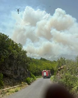 El fuego se adentra en el Valle de La Orotava por la zona de Chanajiga