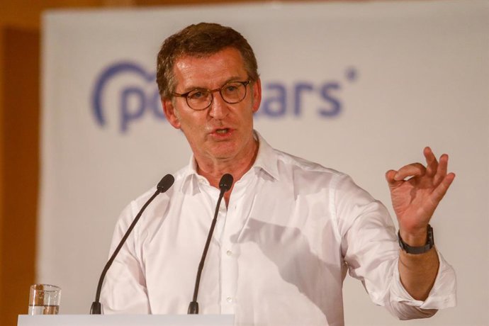 El president del Partit Popular (PP), Alberto Núñez Feijóo, intervé durant el XIV congrés del Partit Popular catal