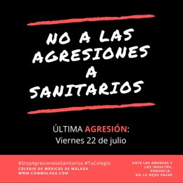 Cartel de no a las agresiones del Colegio de Médicos