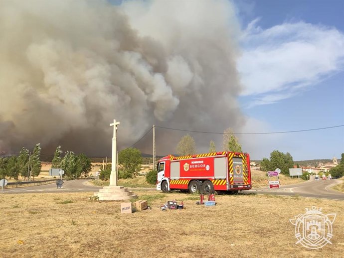 Dotación de Bomberos en Quintanilla del Coco.