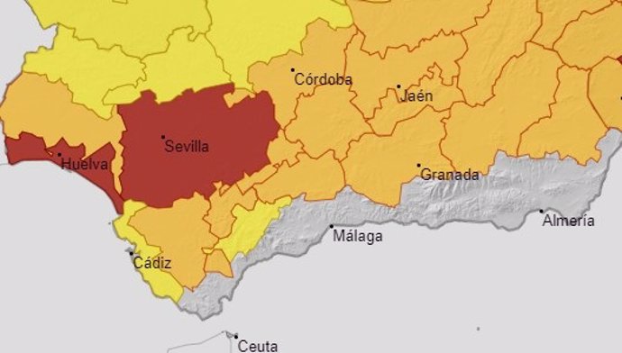 Aviso rojo en el litoral de Huelva y la campiña de Sevilla y naranja en todas las provincias andaluzas por calor