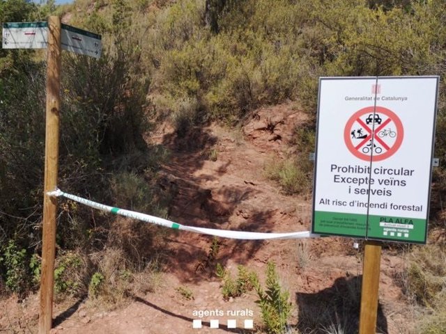 La Generalitat impedeix l'accés a tres massissos per risc d'incendi