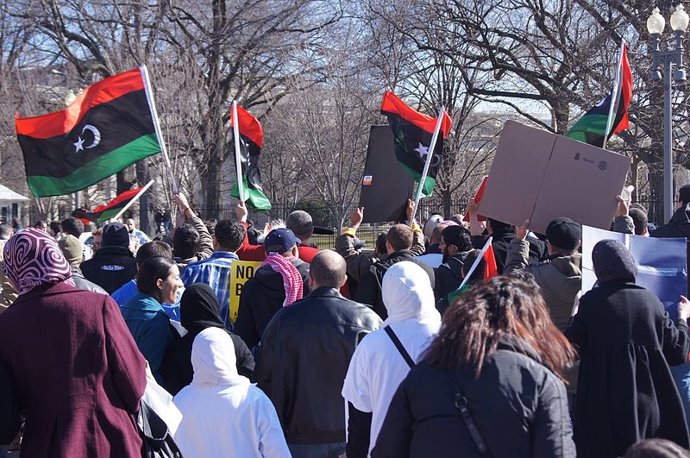 Manifestantes en Libia