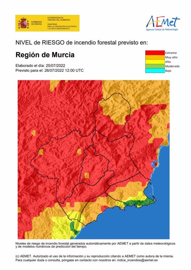 Mapa de riesgos de incendios forestales