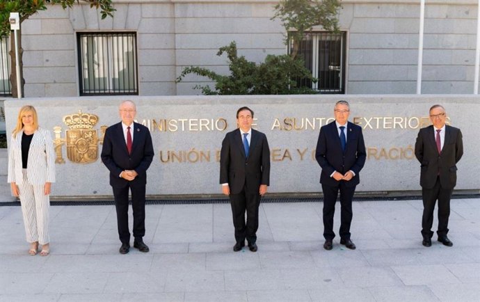 Málaga capital presenta sus credenciales para ser sede de la Expo de 2027 ante el cuerpo diplomático de España en un evento en la sede del Ministerio de Exteriores en Madrid.