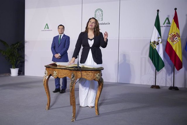 La consejera de Agricultura, Agua y Desarrollo Rural, Carmen Crespo, toma posesión de su cargo en el Palacio de San Telmo, a 26 de julio de 2022 en Sevilla (Andalucía, España)