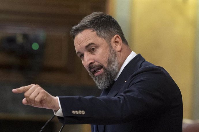 El líder de Vox, Santiago Abascal, interviene en la primera jornada de la 26 edición del Debate sobre el Estado de la Nación, en el Congreso de los Diputados, a 12 de julio de 2022, en Madrid (España). 