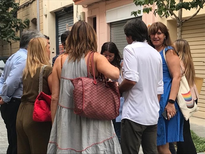 La presidenta del Parlament, Laura Borrs, a la salida de una reunión de la ejecutiva de Junts