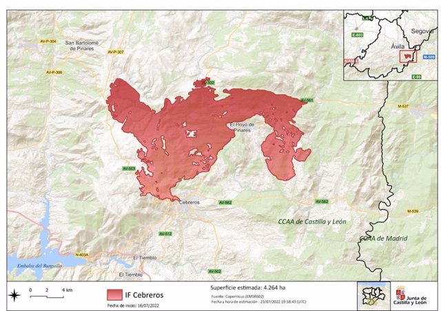 Superficie afectada en Cebreros.