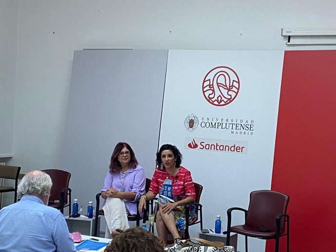 La directora del Instituto de las Mujeres, Antonia Morillas, durante su intervención en la inauguración del curso 'Medios de comunicación, valores democráticos y de género', celebrado en el marco de los Cursos de Verano de la Universidad Complutense.