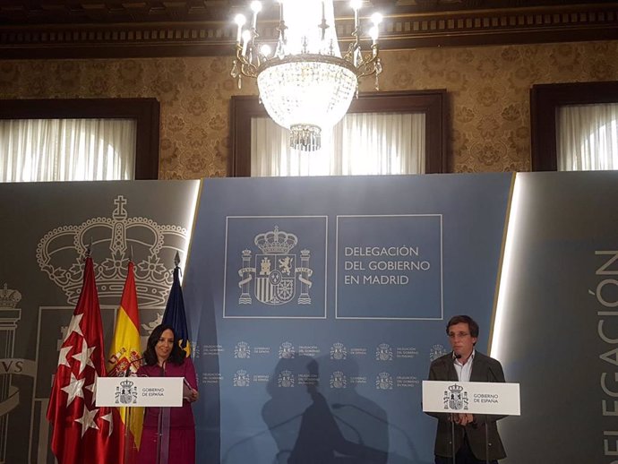 La delegada del Gobierno en Madrid, Mercedes González, comparece con el alcalde de Madrid, José Luis Martínez-Almeida.