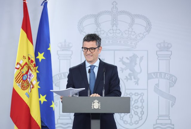 El ministro de la Presidencia, Relaciones con las Cortes y Memoria Democrática, Félix Bolaños, comparece tras la reunión de la mesa de diálogo entre el Gobierno Central y la Generalitat de Cataluña