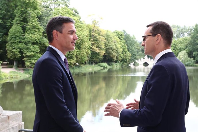 El presidente del Gobierno, Pedro Sánchez, se reúne con el primer ministro de Polonia, Mateusz Morawiecki. En Varsovia, a 27 de julio de 2022.