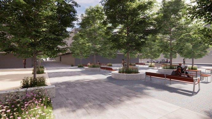 Obras de la plaza de Quintana, en Madrid.