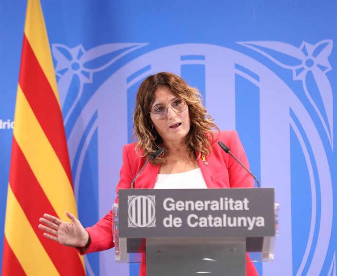 La consellera de Presidncia de la Generalitat, Laura Vilagr, comparece tras la reunión de la mesa de diálogo entre el Gobierno Central y la Generalitat de Cataluña, en el centro cultural Blanquerna, a 27 de julio de 2022, en Madrid (España).