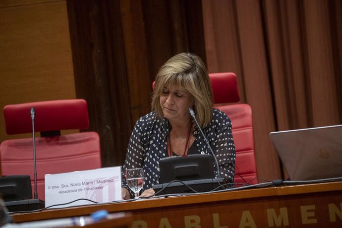 La alcaldesa de L'Hospitalet de Llobregat (Barcelona) y presidenta de la Diputación de Barcelona, Núria Marín, comparece en el Parlament por el caso del Consell Esportiu de L'Hospitalet. En Barcelona el 28 de julio de 2022.