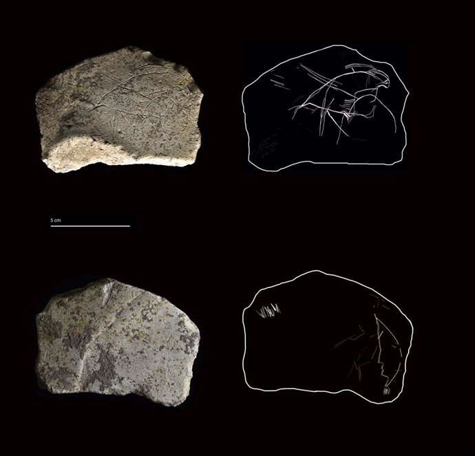 En la Cova Gran de Santa Linya se ha encontrado la primera plaqueta con grabados del Paleolítico Superior del Prepirineo de Catalunya