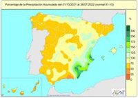 Falta un 26 por ciento de lluvias en España para llegar al valor normal del año hidrológico hasta el 26 de julio