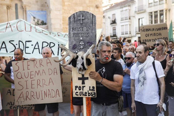 Manifestación en Zamora ante el "dramático futuro" de la Sierra de la Culebra tras los últimos incendios forestales.
