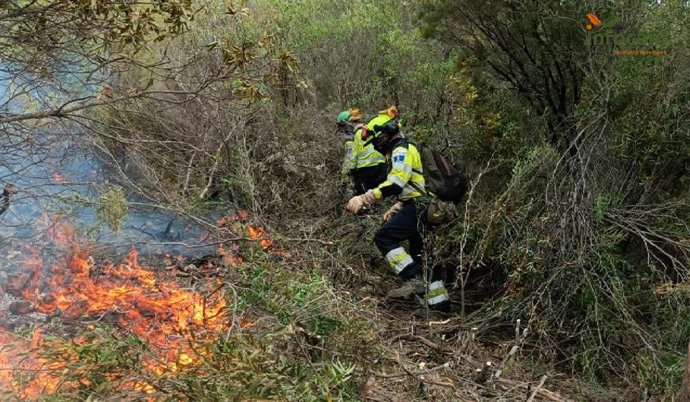 Bomberos extinguiendo un incendio.