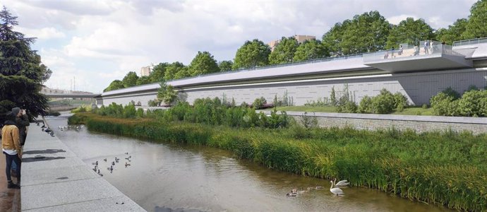 Archivo - Comienzan las obras para la cubrición de la M-30 junto al antiguo estadio Vicente Calderón