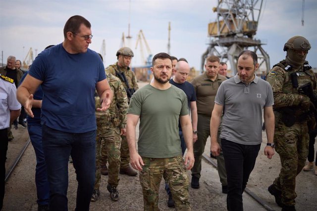 El presidente de Ucrania, Volodimir Zelenski, en el puerto de Odesa 