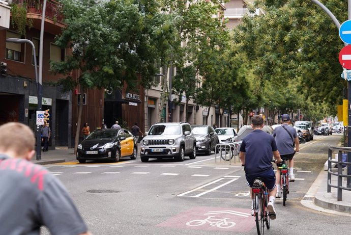 Un carrril bici a Barcelona