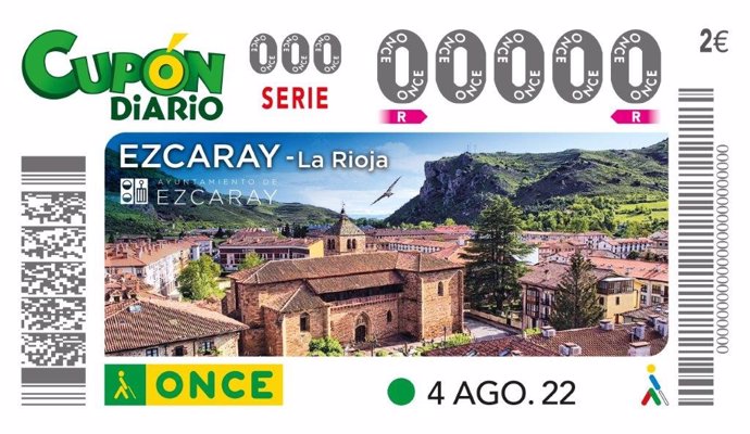El cupón de la ONCE del próximo 4 de agosto difunde la belleza de Ezcaray, 'Primera villa turística' de La Rioja