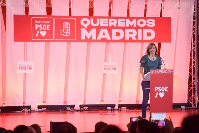 La ministra de educación, Pilar Alegría, interviene durante la celebración de la primera jornada de la Convención del PSOE Madrid ciudad, en el Palacio de Cibeles, a 30 de junio de 2022, en Madrid (España).