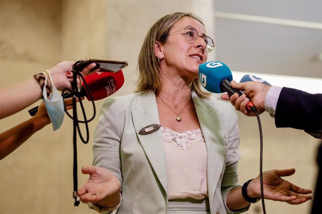 La consejera de Infraestructuras y Vivienda de la Xunta de Galicia, Ethel Vázquez, ofrece declaraciones a los medios, durante la reunión de la Conferencia Sectorial de Transportes, en la sede del Ministerio, a 6 de julio de 2022, en Madrid (España). Duran