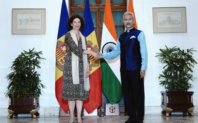 La ministra de Asuntos Exteriores de Andorra, Maria Ubach, y su homólogo indio, Subrahmanyam Jaishankar
