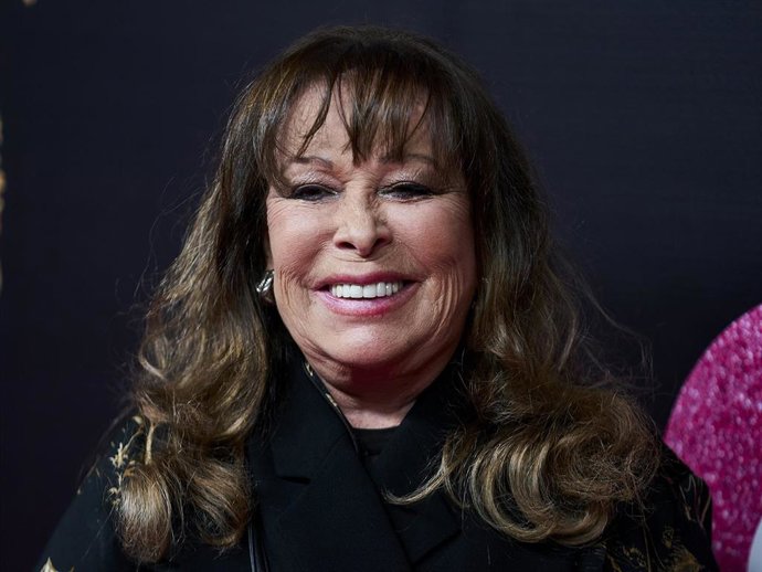 La cantante Massiel posa en el estreno vip de Tina, El Musical en el Teatro Coliseum de Gran Vía