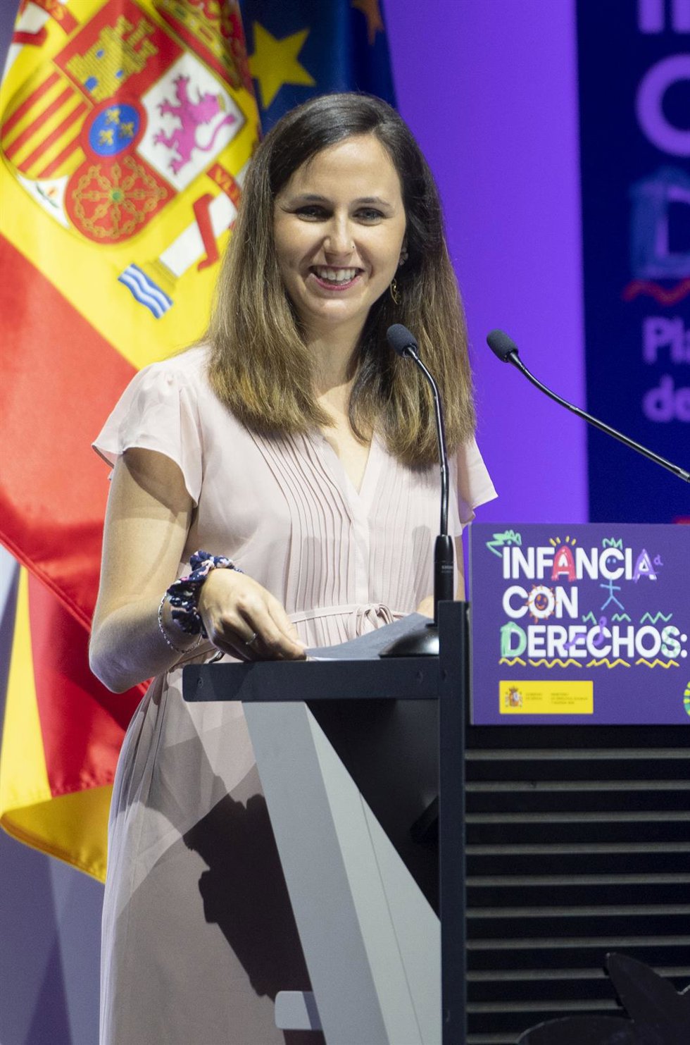 La ministra de Derechos Sociales y Agenda 2030, Ione Belarra, interviene en el acto 'Infancia con Derechos: Plan de Acción Estatal de la Garantía Infantil Europea, en CaixaForum Madrid, a 6 de julio de 2022, en Madrid (España). El evento se produce des