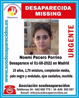 Cartel de búsqueda de Noemí Pecero Porrino