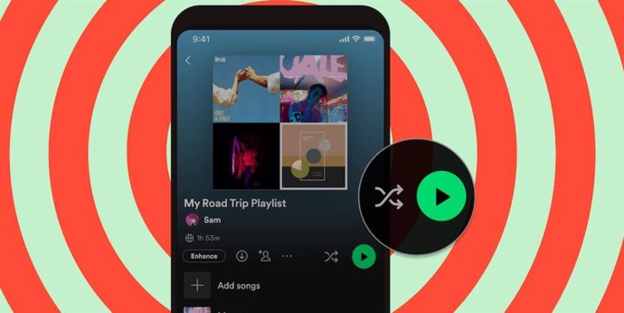 La nueva actualización de Spotify separará los botones de reproducción y reproducción aleatoria en las cuentas de pago.