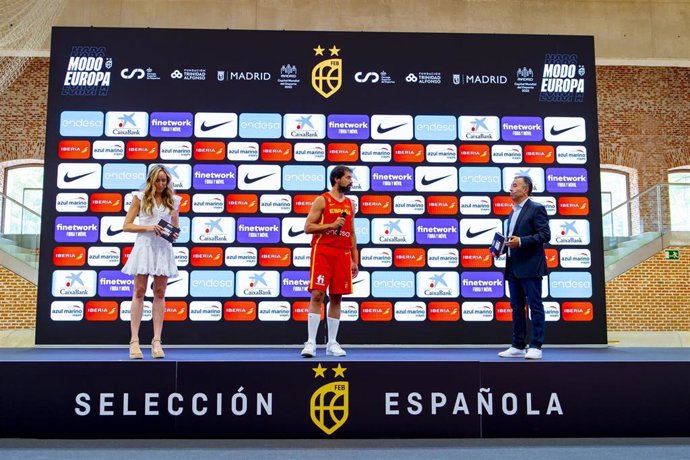 El jugador de la selección Sergio Llull durante la presentación del equipo para el Eurobasket 2022