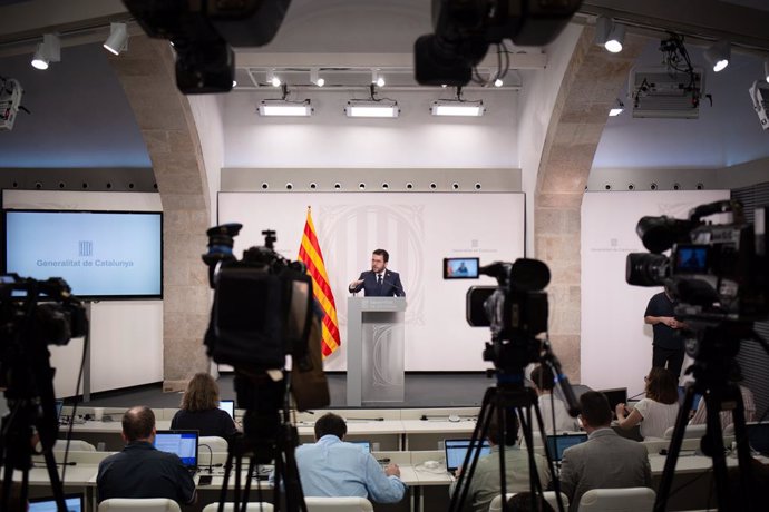 El president de la Generalitat, Pere Aragons, compareix després de la celebració del Consell Executiu en el Palau de la Generalitat, a 2 d'agost de 2022, a Barcelona