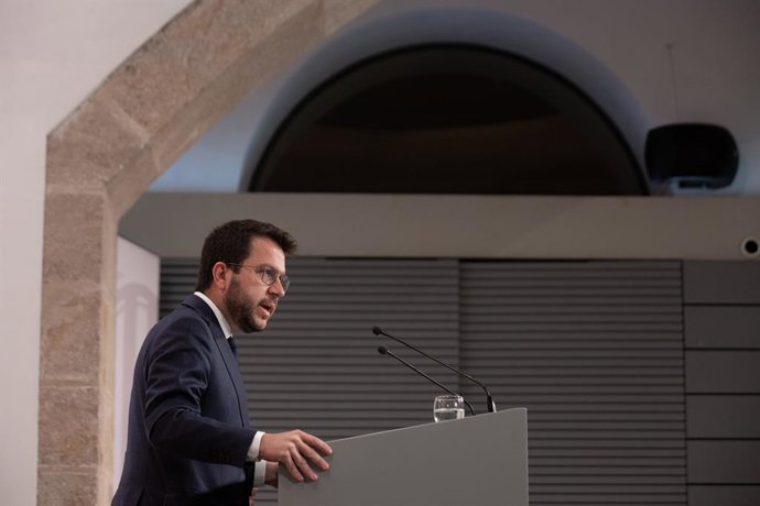 El president de la Generalitat, Pere Aragons, compareix després de la celebració del Consell Executiu en el Palau de la Generalitat, a 2 d'agost de 2022, a Barcelona