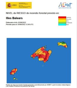 Aviso de riesgo extremeno por incendio en Baleares.