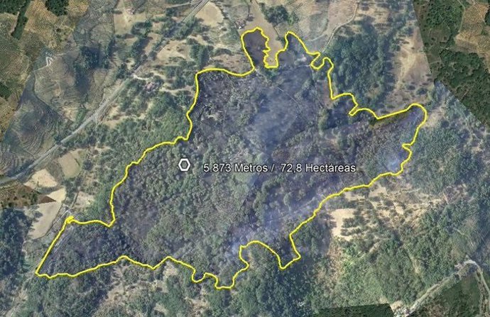 Perímetro del incendio de Santibañez el Alto