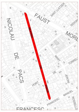 Tramo en el que será renovado el pavimento.