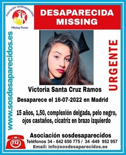 Menor de 15 años desaparecida en Madrid