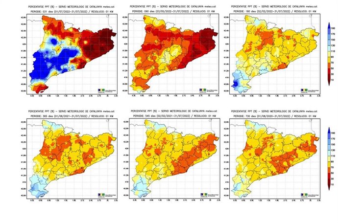 Mapes de la situació de sequera a Catalunya