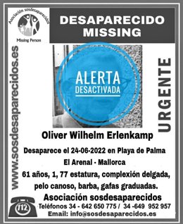 Imagen de la alerta desactivada por la desaparición del varón.