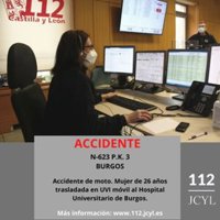 Herida una joven motorista tras sufrir un accidente en la N-623 en Burgos