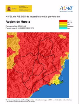 Mapa riesgo incendio Región de Murcia