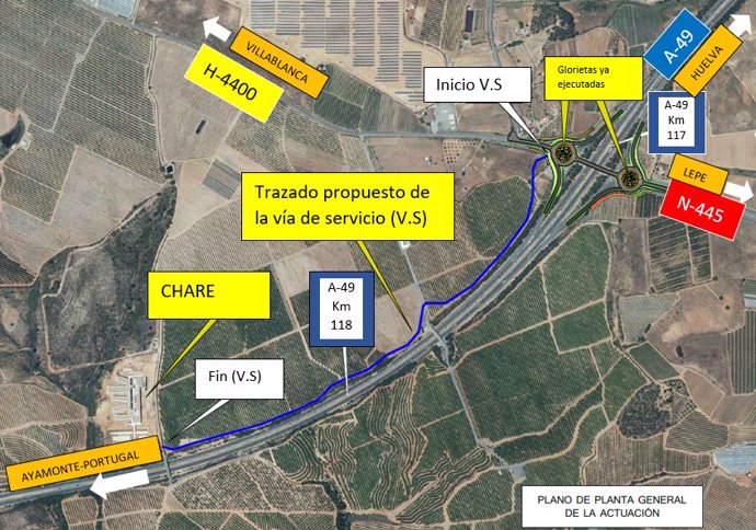 El Gobierno licita por 3,5 millones de euros las obras de acceso al Chare de Lepe desde la A-49.