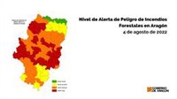 Alerta roja de peligro de incendios forestales en varios puntos de Aragón