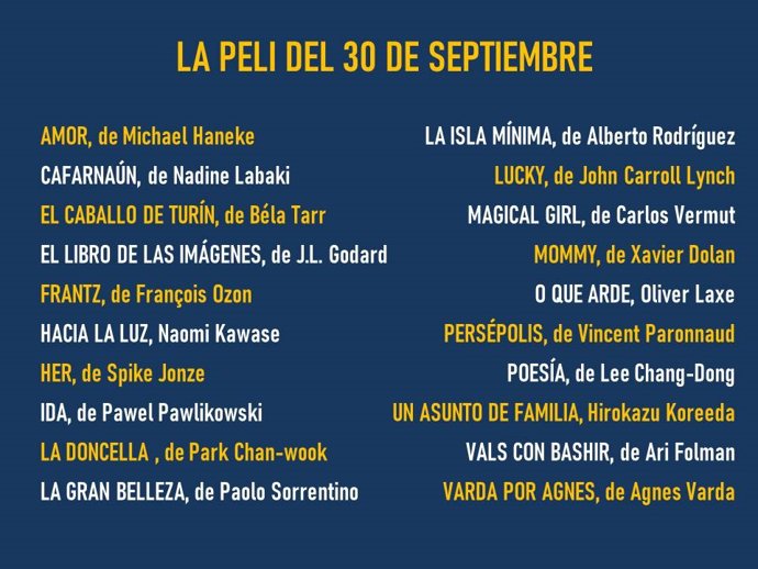 La votación de 'La peli del 30 de septiembre" de la Filmoteca de Andalucía.