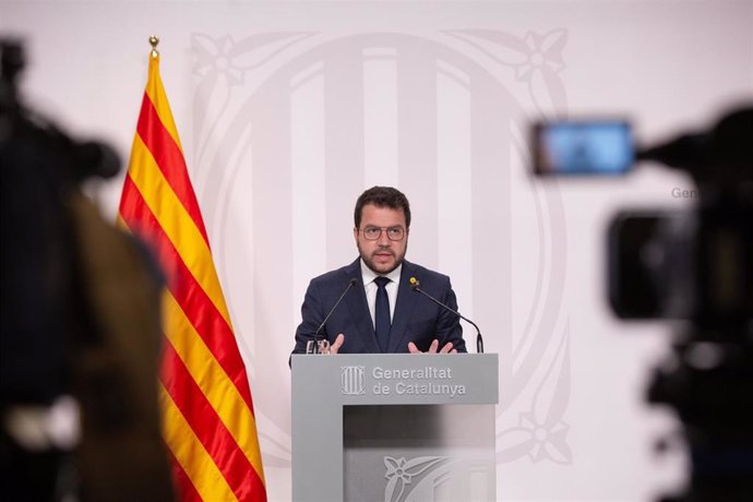 El presidente de la Generalitat, Pere Aragons, tras el último Consell Executiu del curso político. ARCHIVO.